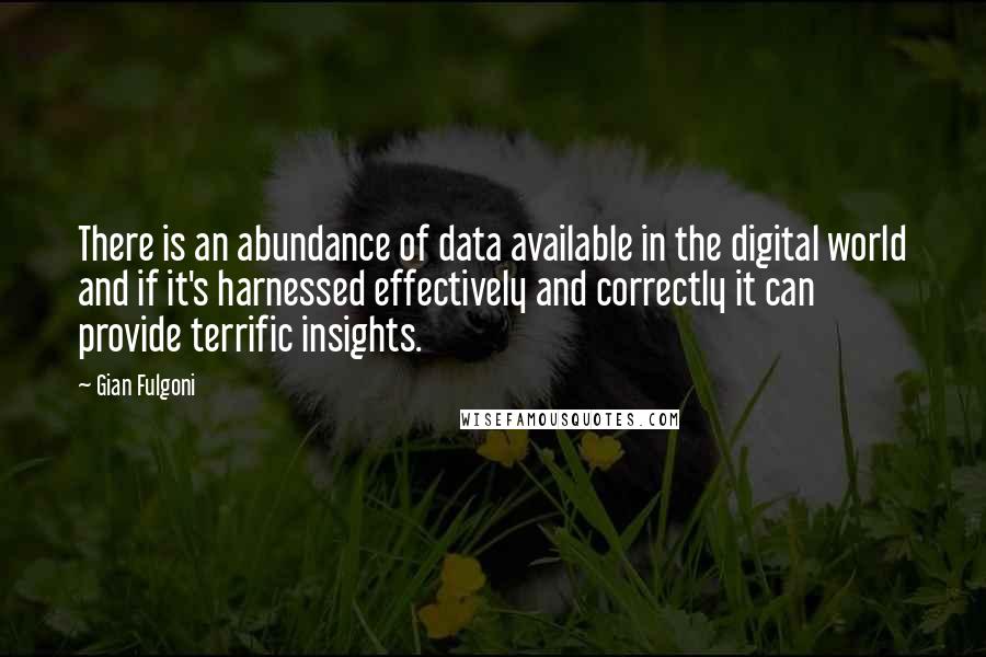 Gian Fulgoni Quotes: There is an abundance of data available in the digital world and if it's harnessed effectively and correctly it can provide terrific insights.