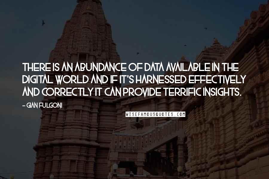 Gian Fulgoni Quotes: There is an abundance of data available in the digital world and if it's harnessed effectively and correctly it can provide terrific insights.