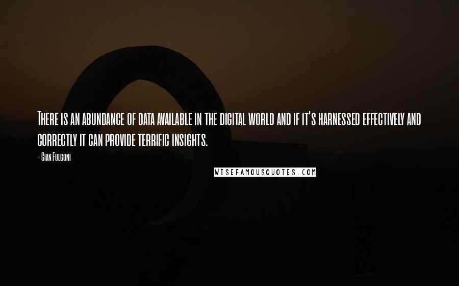 Gian Fulgoni Quotes: There is an abundance of data available in the digital world and if it's harnessed effectively and correctly it can provide terrific insights.