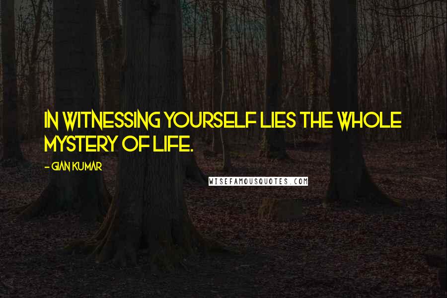 Gian Kumar Quotes: In witnessing yourself lies the whole mystery of life.