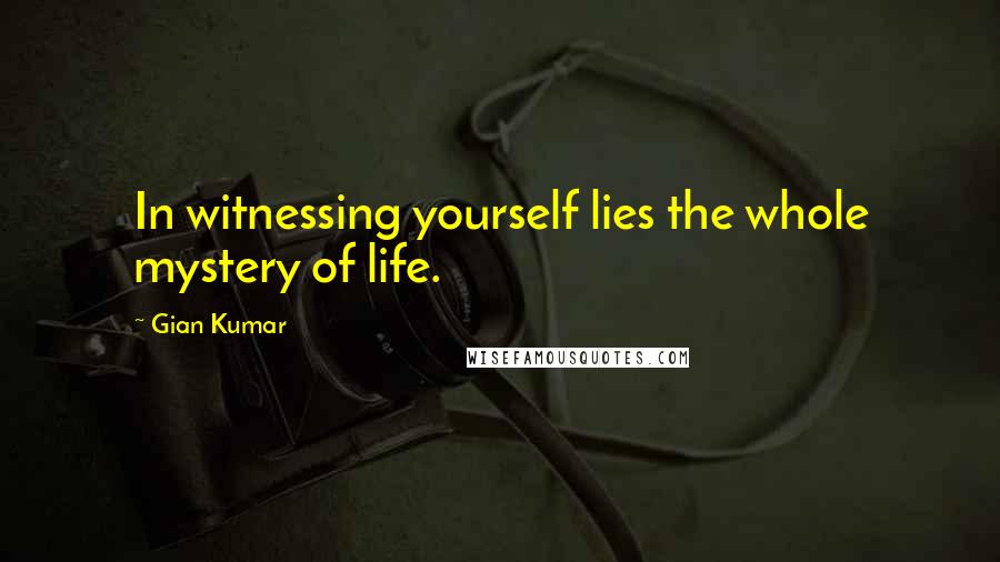 Gian Kumar Quotes: In witnessing yourself lies the whole mystery of life.