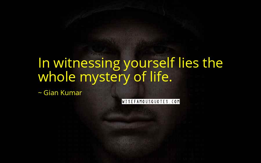 Gian Kumar Quotes: In witnessing yourself lies the whole mystery of life.