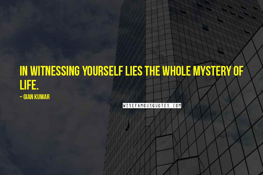 Gian Kumar Quotes: In witnessing yourself lies the whole mystery of life.