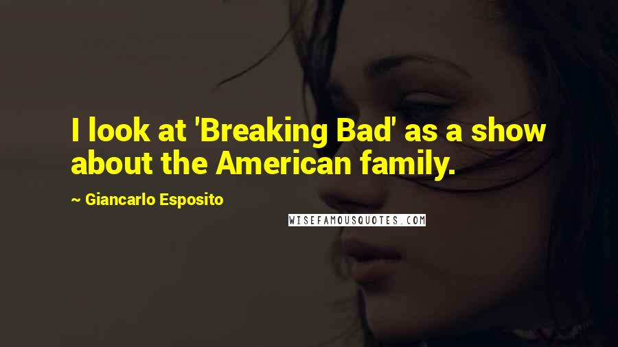 Giancarlo Esposito Quotes: I look at 'Breaking Bad' as a show about the American family.