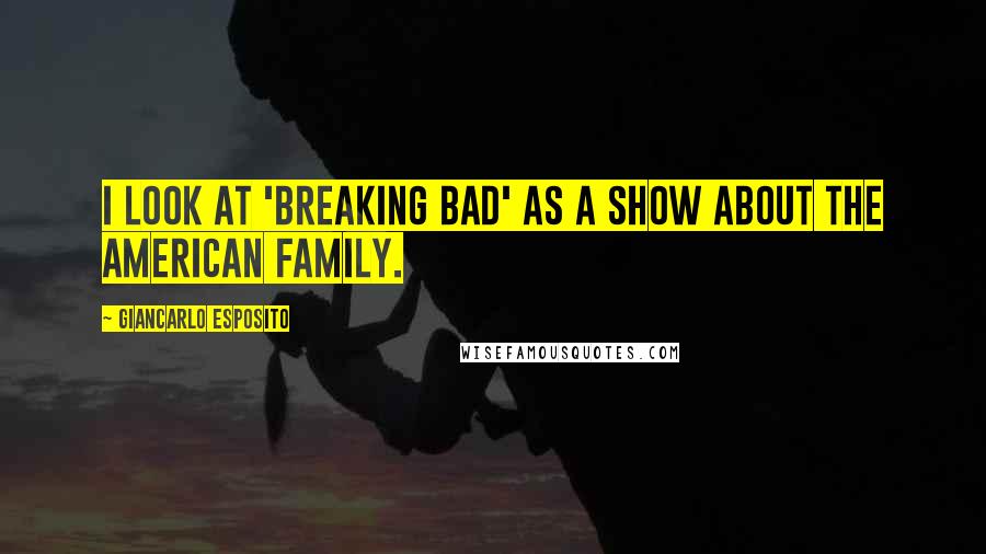 Giancarlo Esposito Quotes: I look at 'Breaking Bad' as a show about the American family.