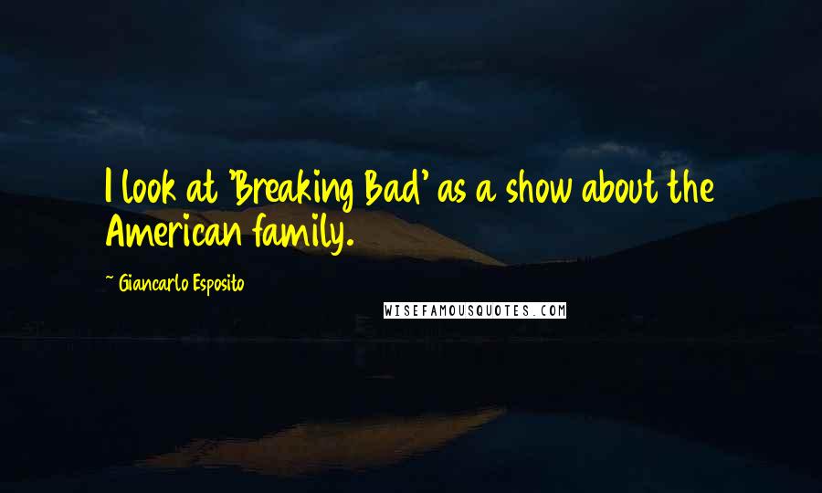 Giancarlo Esposito Quotes: I look at 'Breaking Bad' as a show about the American family.