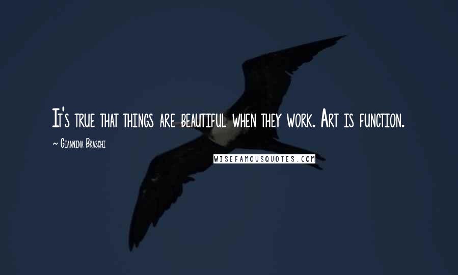 Giannina Braschi Quotes: It's true that things are beautiful when they work. Art is function.