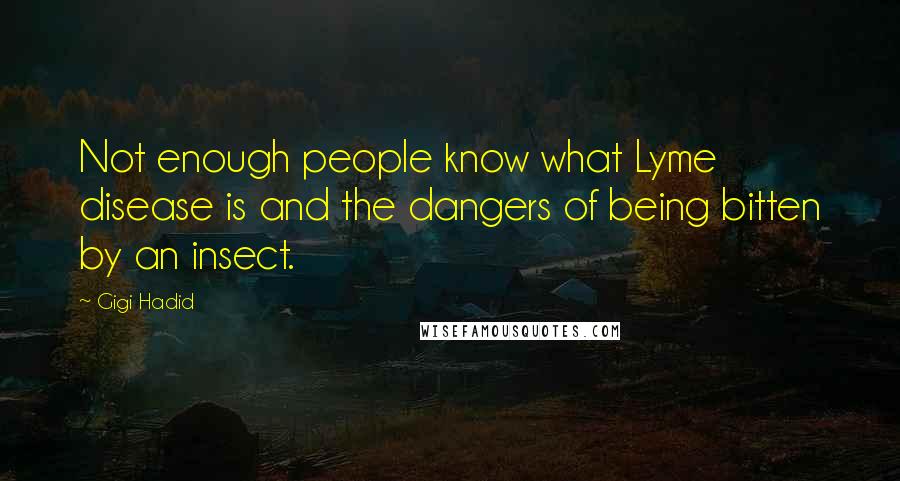 Gigi Hadid Quotes: Not enough people know what Lyme disease is and the dangers of being bitten by an insect.