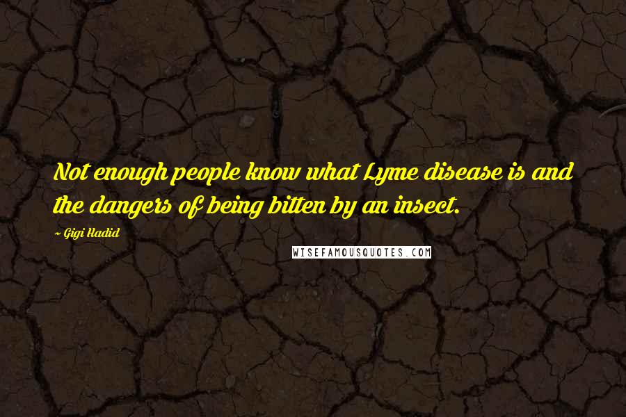 Gigi Hadid Quotes: Not enough people know what Lyme disease is and the dangers of being bitten by an insect.