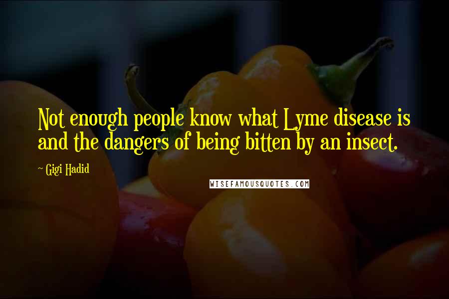 Gigi Hadid Quotes: Not enough people know what Lyme disease is and the dangers of being bitten by an insect.