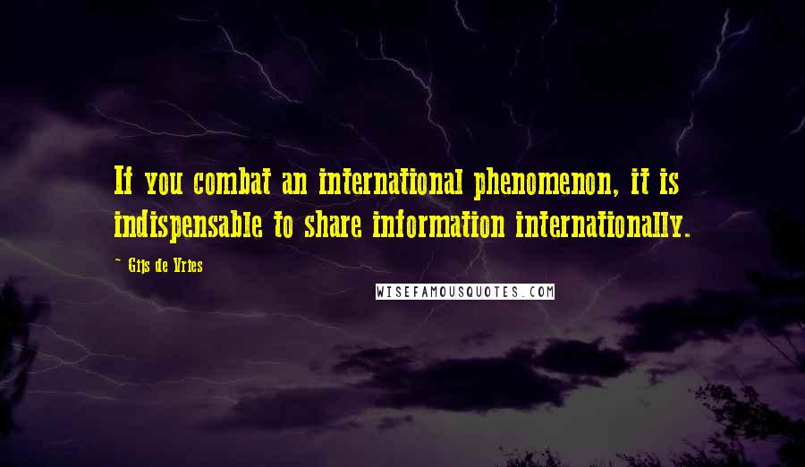 Gijs De Vries Quotes: If you combat an international phenomenon, it is indispensable to share information internationally.