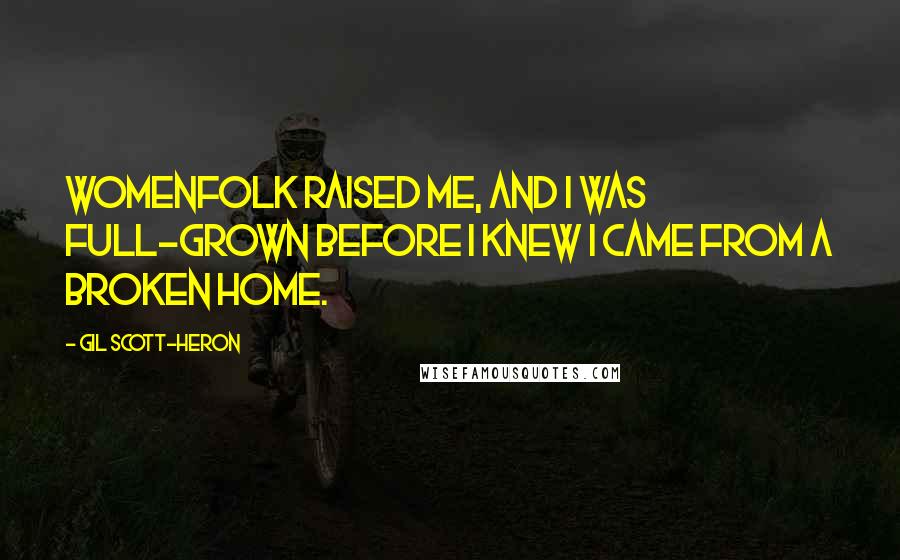 Gil Scott-Heron Quotes: Womenfolk raised me, and I was full-grown before I knew I came from a broken home.