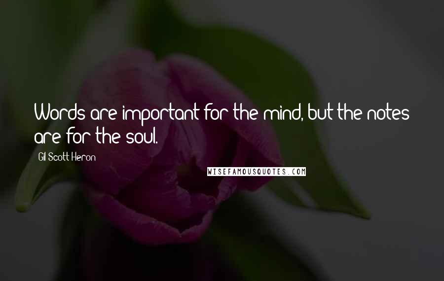 Gil Scott-Heron Quotes: Words are important for the mind, but the notes are for the soul.