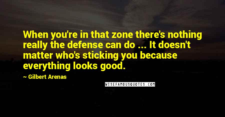 Gilbert Arenas Quotes: When you're in that zone there's nothing really the defense can do ... It doesn't matter who's sticking you because everything looks good.