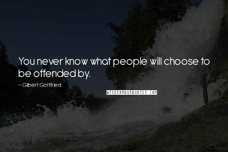 Gilbert Gottfried Quotes: You never know what people will choose to be offended by.