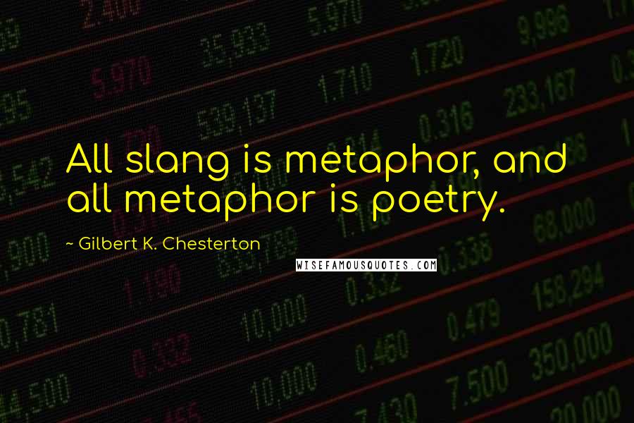 Gilbert K. Chesterton Quotes: All slang is metaphor, and all metaphor is poetry.