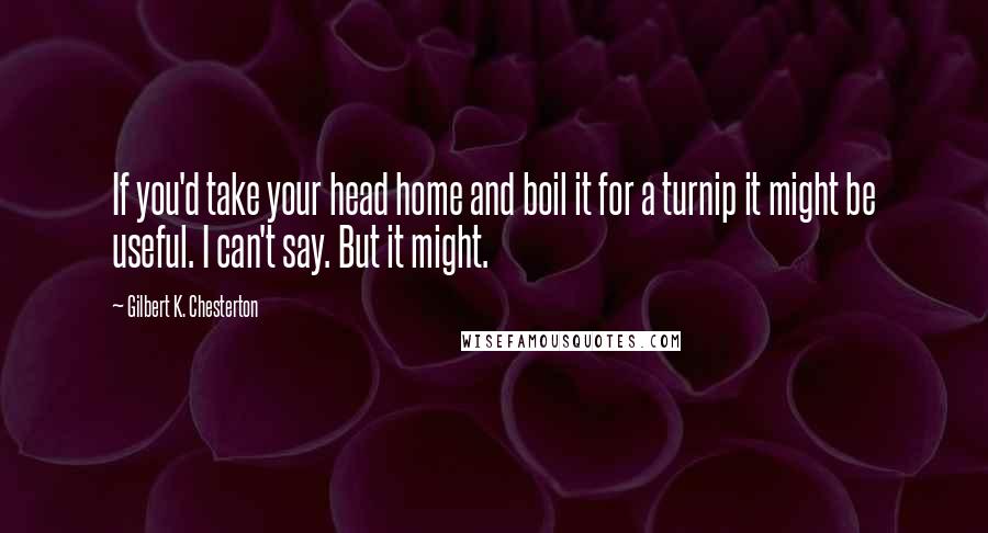 Gilbert K. Chesterton Quotes: If you'd take your head home and boil it for a turnip it might be useful. I can't say. But it might.