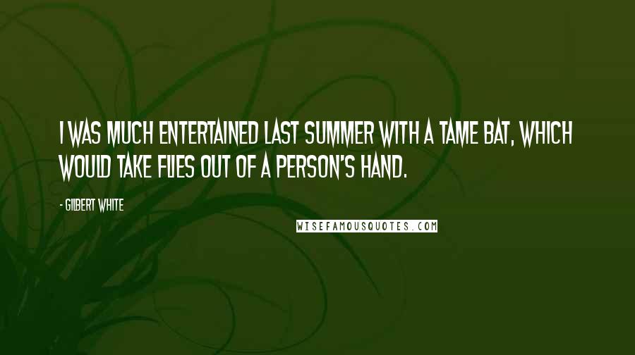 Gilbert White Quotes: I was much entertained last summer with a tame bat, which would take flies out of a person's hand.