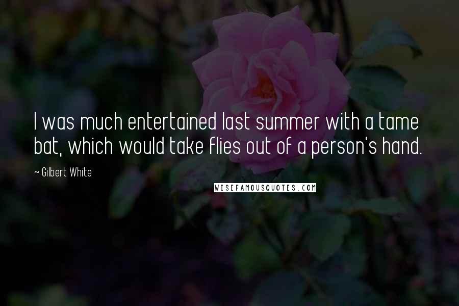 Gilbert White Quotes: I was much entertained last summer with a tame bat, which would take flies out of a person's hand.