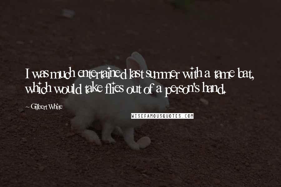 Gilbert White Quotes: I was much entertained last summer with a tame bat, which would take flies out of a person's hand.