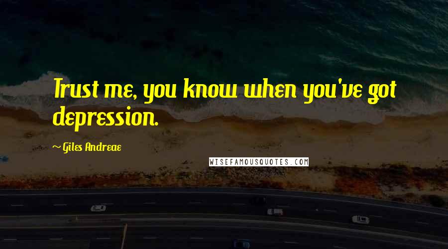 Giles Andreae Quotes: Trust me, you know when you've got depression.