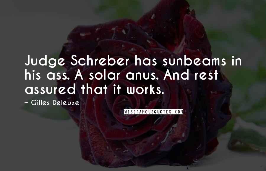 Gilles Deleuze Quotes: Judge Schreber has sunbeams in his ass. A solar anus. And rest assured that it works.