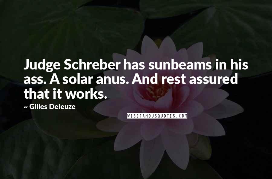 Gilles Deleuze Quotes: Judge Schreber has sunbeams in his ass. A solar anus. And rest assured that it works.