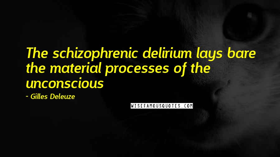 Gilles Deleuze Quotes: The schizophrenic delirium lays bare the material processes of the unconscious