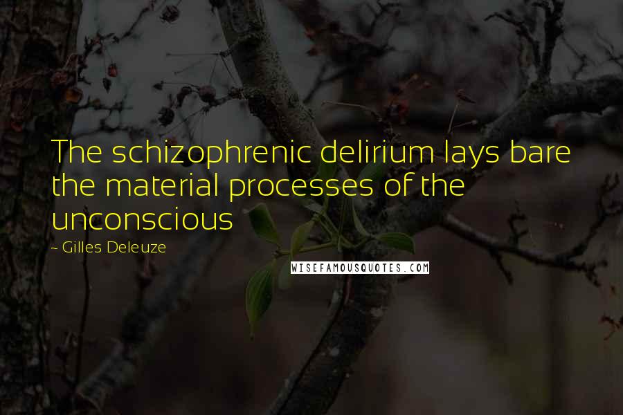 Gilles Deleuze Quotes: The schizophrenic delirium lays bare the material processes of the unconscious