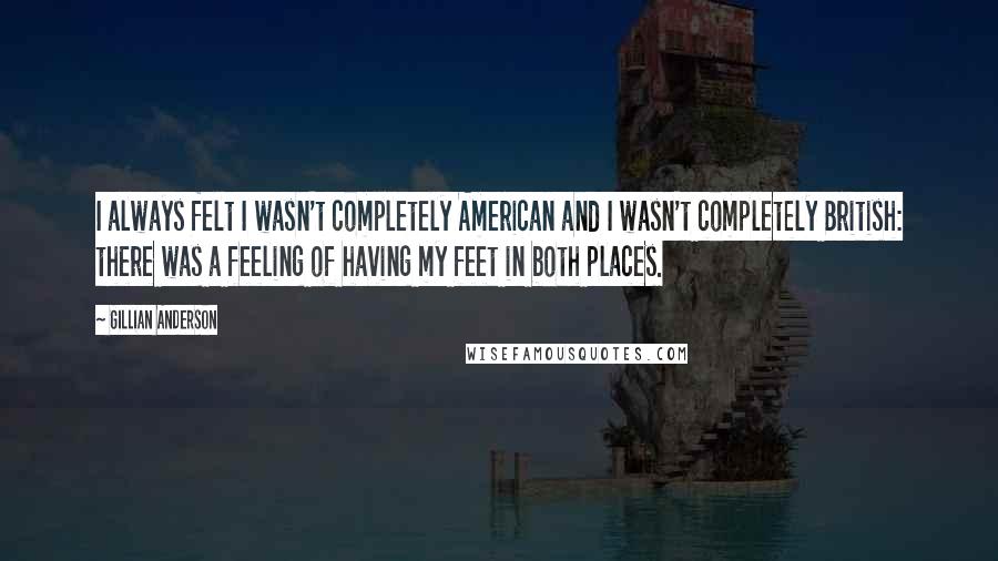 Gillian Anderson Quotes: I always felt I wasn't completely American and I wasn't completely British: there was a feeling of having my feet in both places.