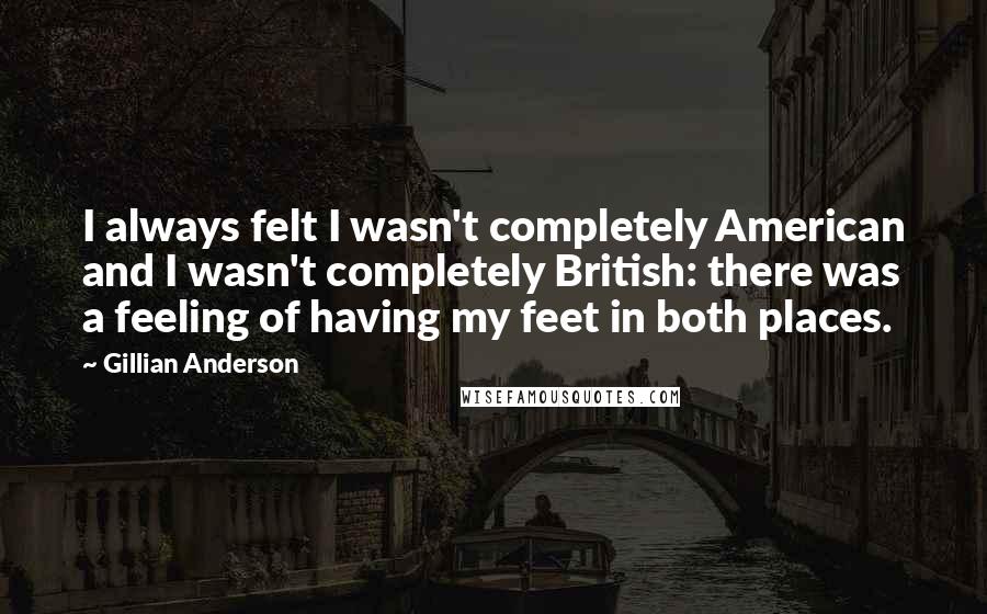 Gillian Anderson Quotes: I always felt I wasn't completely American and I wasn't completely British: there was a feeling of having my feet in both places.