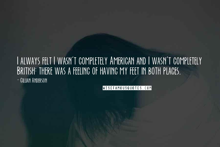 Gillian Anderson Quotes: I always felt I wasn't completely American and I wasn't completely British: there was a feeling of having my feet in both places.