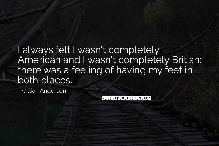 Gillian Anderson Quotes: I always felt I wasn't completely American and I wasn't completely British: there was a feeling of having my feet in both places.