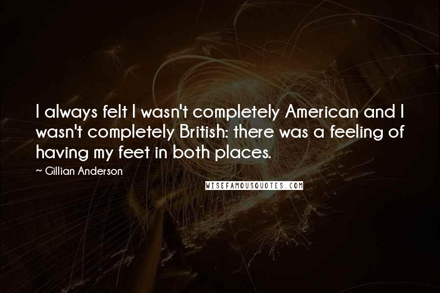 Gillian Anderson Quotes: I always felt I wasn't completely American and I wasn't completely British: there was a feeling of having my feet in both places.