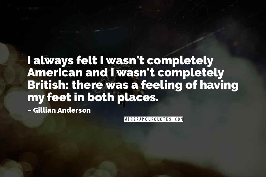 Gillian Anderson Quotes: I always felt I wasn't completely American and I wasn't completely British: there was a feeling of having my feet in both places.