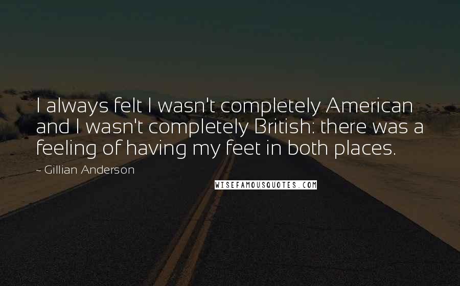 Gillian Anderson Quotes: I always felt I wasn't completely American and I wasn't completely British: there was a feeling of having my feet in both places.