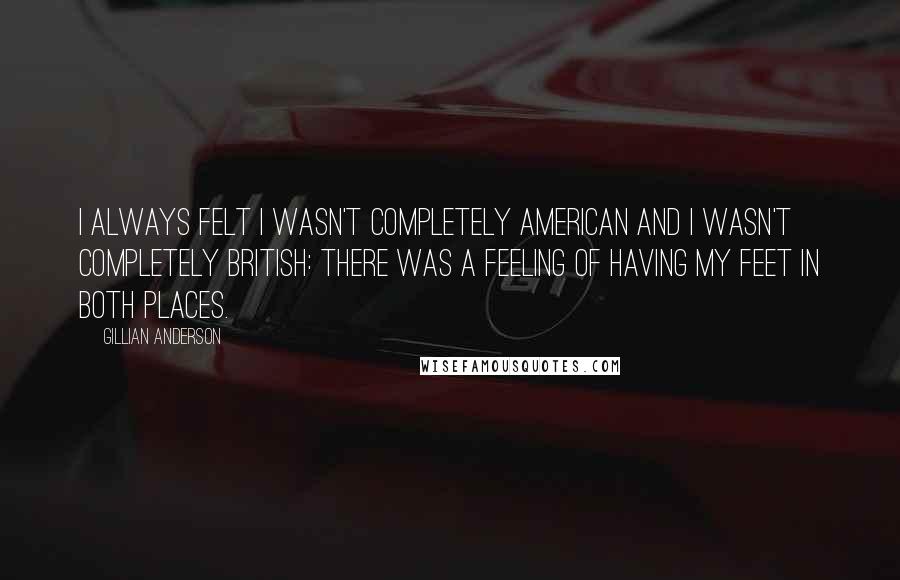 Gillian Anderson Quotes: I always felt I wasn't completely American and I wasn't completely British: there was a feeling of having my feet in both places.