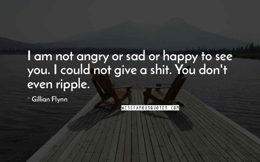 Gillian Flynn Quotes: I am not angry or sad or happy to see you. I could not give a shit. You don't even ripple.