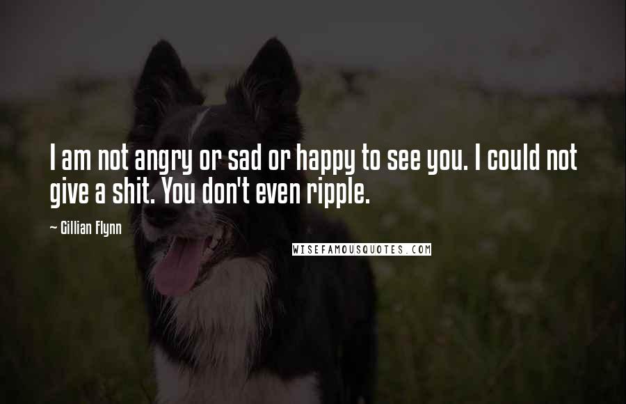 Gillian Flynn Quotes: I am not angry or sad or happy to see you. I could not give a shit. You don't even ripple.