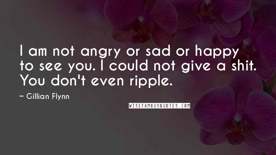 Gillian Flynn Quotes: I am not angry or sad or happy to see you. I could not give a shit. You don't even ripple.