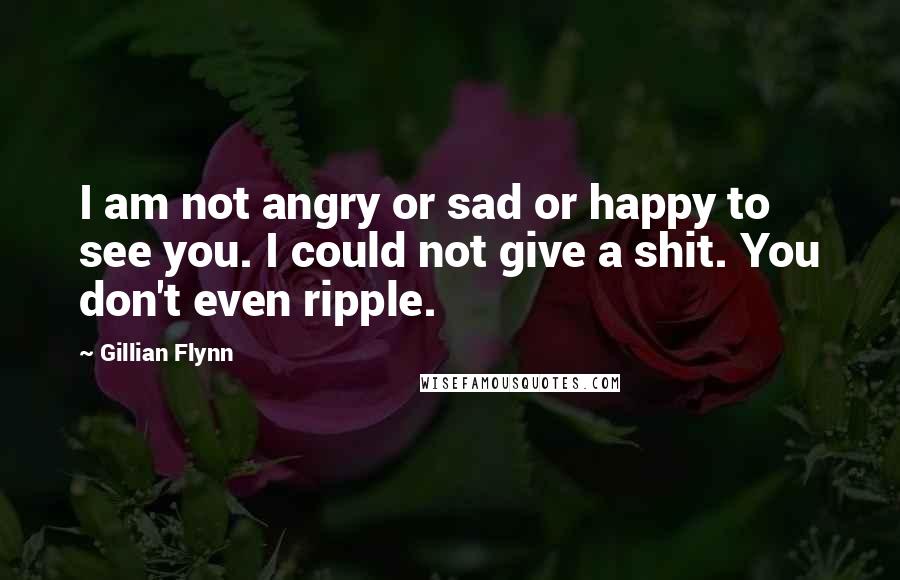 Gillian Flynn Quotes: I am not angry or sad or happy to see you. I could not give a shit. You don't even ripple.