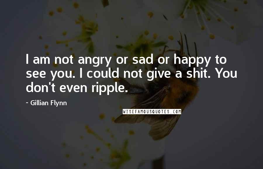 Gillian Flynn Quotes: I am not angry or sad or happy to see you. I could not give a shit. You don't even ripple.