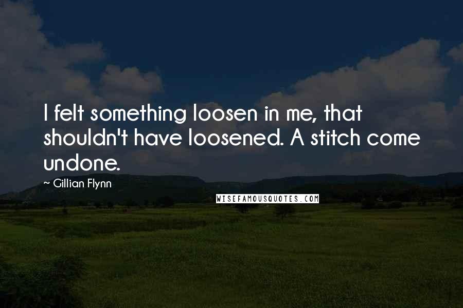 Gillian Flynn Quotes: I felt something loosen in me, that shouldn't have loosened. A stitch come undone.