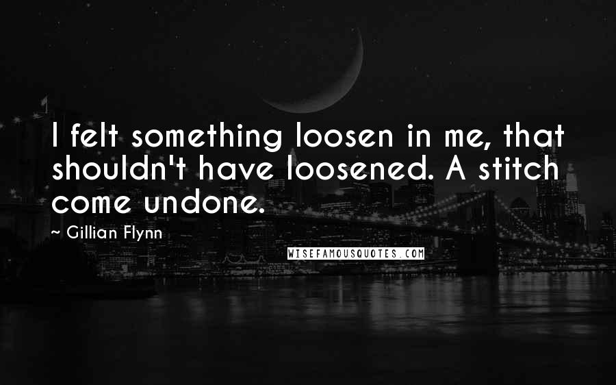 Gillian Flynn Quotes: I felt something loosen in me, that shouldn't have loosened. A stitch come undone.