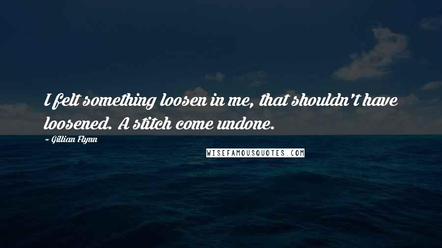 Gillian Flynn Quotes: I felt something loosen in me, that shouldn't have loosened. A stitch come undone.