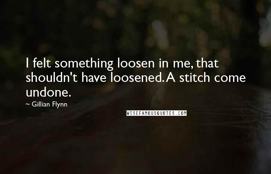 Gillian Flynn Quotes: I felt something loosen in me, that shouldn't have loosened. A stitch come undone.