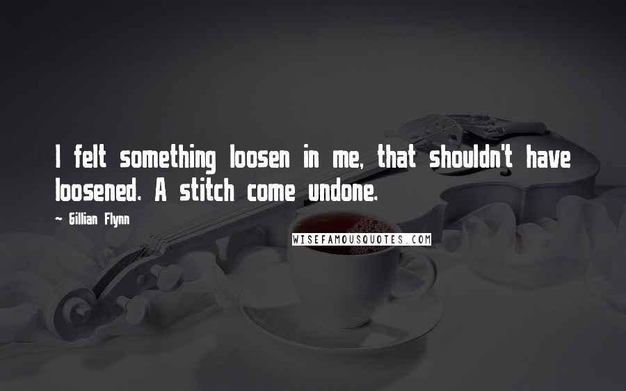 Gillian Flynn Quotes: I felt something loosen in me, that shouldn't have loosened. A stitch come undone.