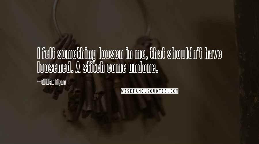 Gillian Flynn Quotes: I felt something loosen in me, that shouldn't have loosened. A stitch come undone.