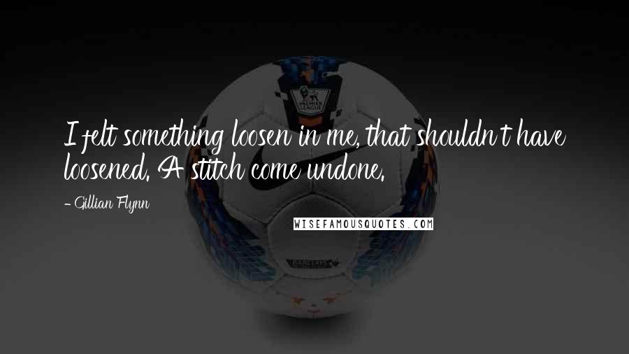 Gillian Flynn Quotes: I felt something loosen in me, that shouldn't have loosened. A stitch come undone.