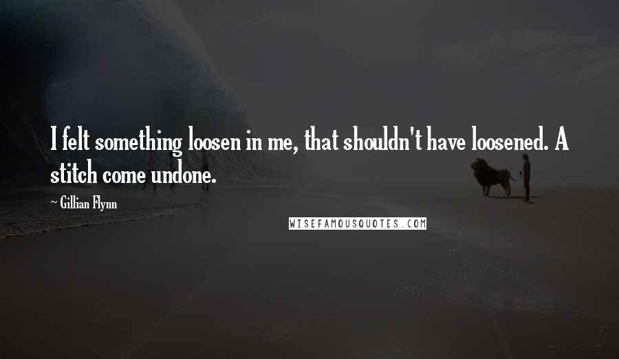 Gillian Flynn Quotes: I felt something loosen in me, that shouldn't have loosened. A stitch come undone.